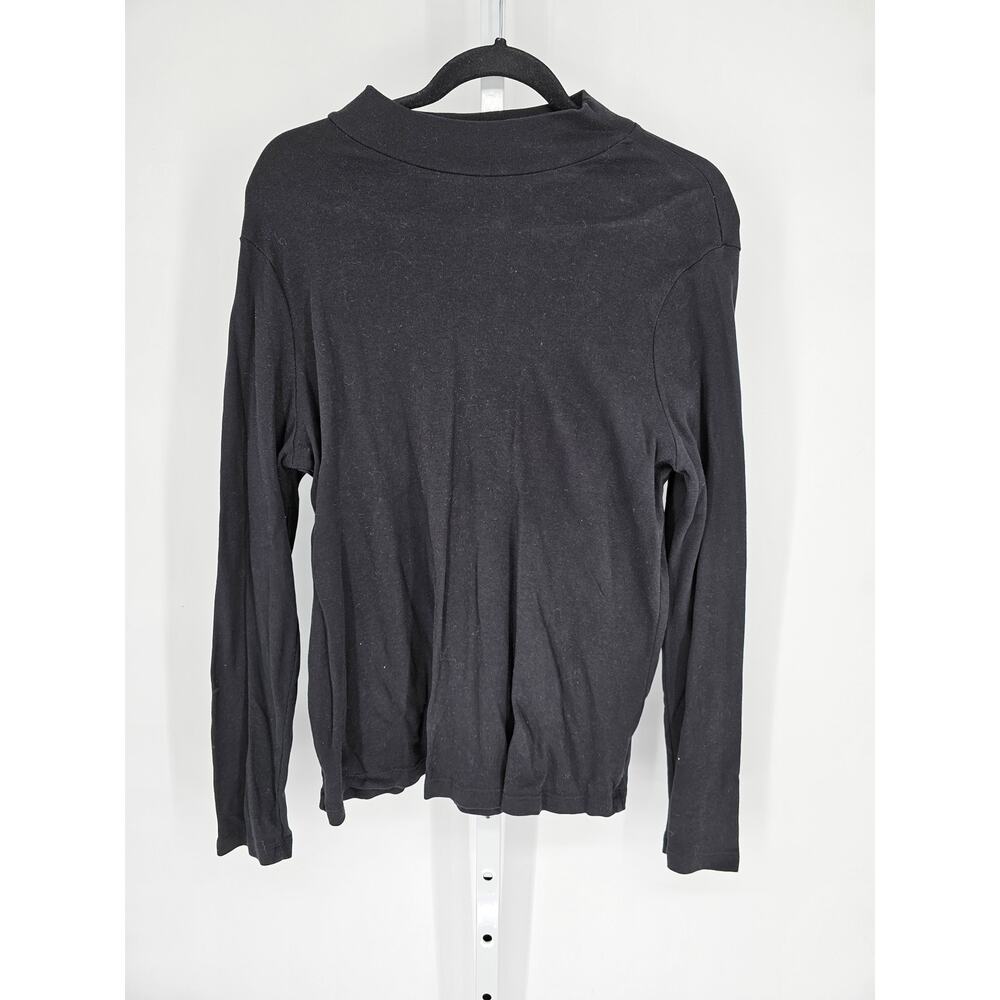 White Stag Women's Black Cotton Long Sleeve Mock-Neck T-Shirt Size XL